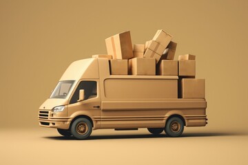 A brown van with the words shipping on the back Generative AI
