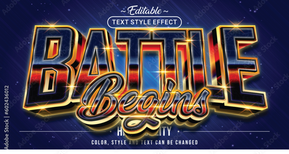 Poster editable text style effect - battle begins text style theme.