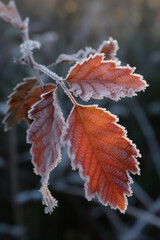 Frost on the leaves generative AI