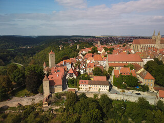 Classic view of the medieval town of Rothenburg ob der Tauber, Bavaria, Germany