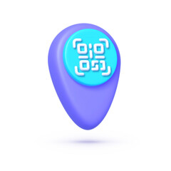 Qr code location in 3d style, great design for any purposes. Location 3d icon for web design. Vector illustration