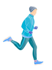 man jogging in winter time, winter sportswear 