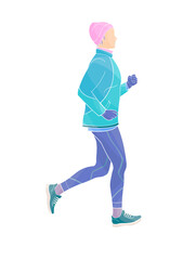 women jogging in winter time with winter sportswear 