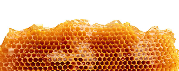 A honeycomb border isolated on transparent background - Generative AI - obrazy, fototapety, plakaty