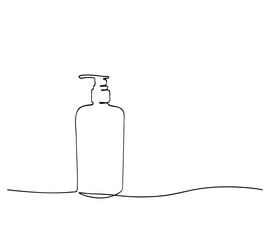 simple vector sketch liquid soap or sanitizer bottle single one line art, continuous
