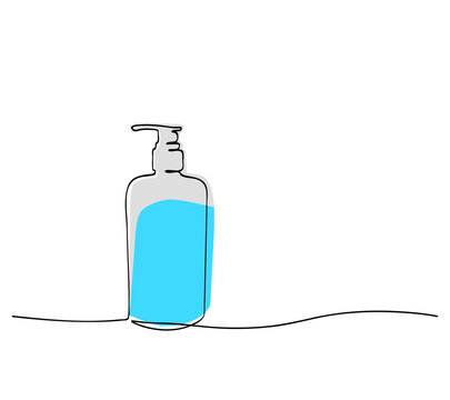recommend clip art: simple vector sketch liquid soap or sanitizer bottle single one line art, continuous