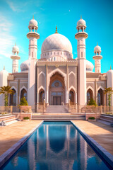 Naklejka premium Islamic architecture exterior, mosque. Generative AI