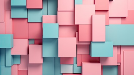 Abstract Art Matte Pink and Blue Rectangle Patterned Banner Collage - A Colourful Geometric Background Design. Generative AI