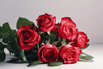 Luxurious Generative Bouquet of Fresh Red Roses - An Expression of Love and Nature in a Floral Gift: Generative AI