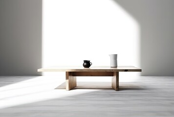 the white background of the table is just on the wood, generative ai