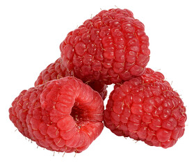 Ripe red raspberry on a white isolated background