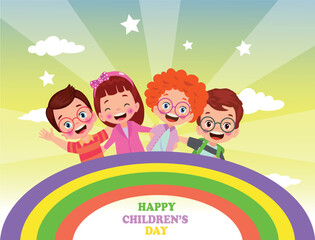 Fototapeta na wymiar A poster for the children's day with the words happy children's day