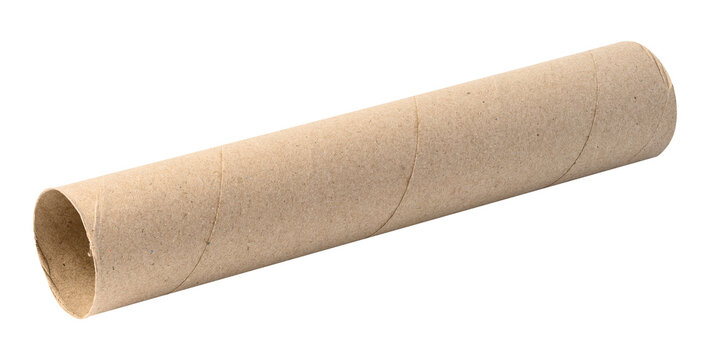 Brown paper towel from a roll of kitchen towels, object isolated on a white background