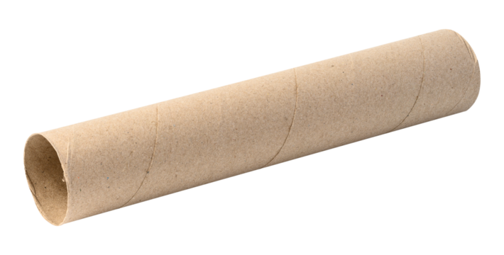 Brown paper towel from a roll of kitchen towels, object isolated on a white background