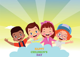 A poster for the children's day with the words happy children's day