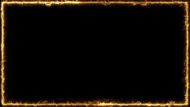 fire rectangle neon frame box animation. glowing fire line.