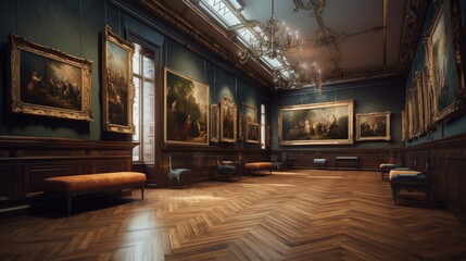 Art gallery - A space used for exhibiting works. AI generated