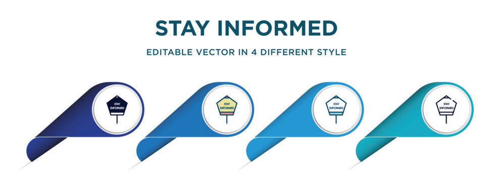 stay informed icon in 4 different styles such as filled, color, glyph, colorful, lineal color. set of   vector for web, mobile, ui