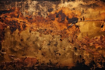 Detailed bronze gold background with artistic vintage metallic copper design. AI generative