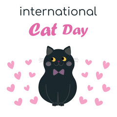 International Cat Day vector. Very cute little kitten vector.