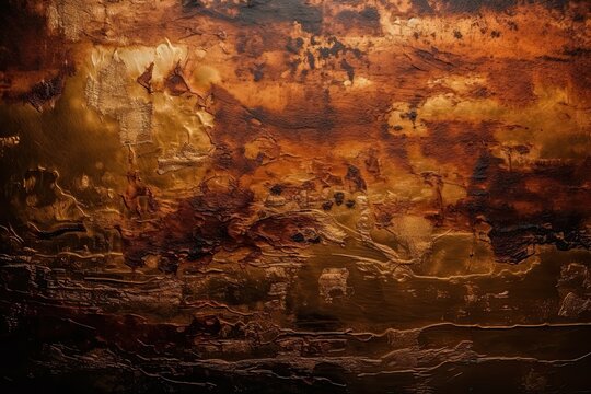 Detailed bronze gold background with artistic vintage metallic copper design. AI generative