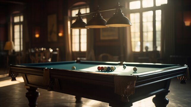 Billiards room A space designated for playing pool. AI generated