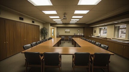 Fototapeta premium Conference room - A room in a building where meeting. AI generated