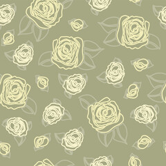 Yellow Roses on a Mossy Green Background