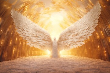 White angel wings. Generative AI.