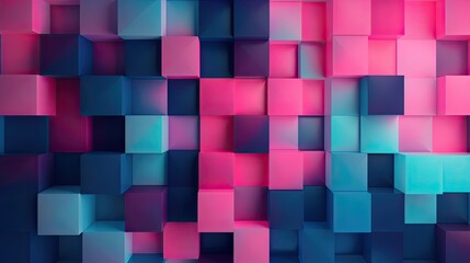 Fototapeta na wymiar Matte Pink and Blue Abstract Geometric Collage Banner - A Colourful Design for Any Background. Generative AI