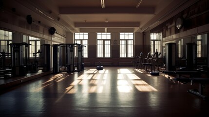 Gym - A room or building equipped for athletic. AI generated