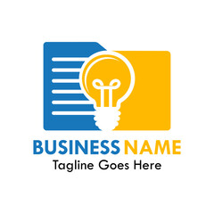 Documen, bulb with folder design logo template illustration