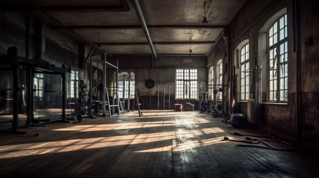 Gym - A room or building equipped for athletic. AI generated