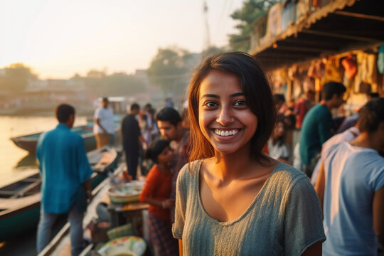 young adult woman local people or traveling in indian or asian place, fictional place, travel vacation or emigrated