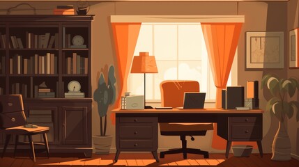 Home office - A room or space in a house used for work. AI generated