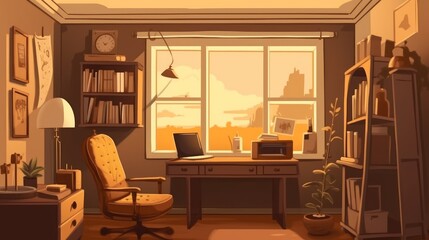 Home office - A room or space in a house used for work. AI generated
