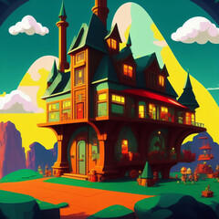 Generative AI cartoon style house
