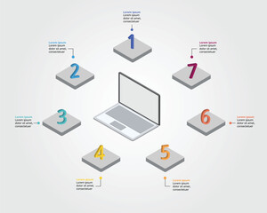 business plan work with laptop template for infographic for presentation for 7 element