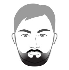 Taper Fade Beard style men in face illustration gradual Facial hair mustache. Vector grey black portrait male Fashion template flat barber set. Stylish hairstyle isolated outline on white background.