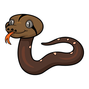 Cute golden child phantom reticulatus python cartoon