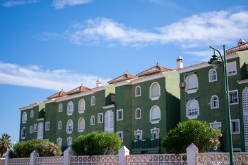 Green houses on the coast of Spain.