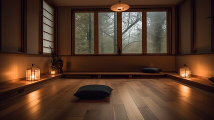 Fototapeta premium Meditation room. AI generated