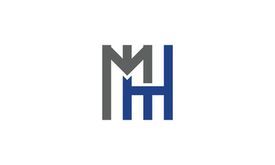 Square shape MH Initial letter design, creative HM abstract logo, uppercase MH symbol combination in Dark blue and gray lettering, this color fully editable and resizable vector design template.