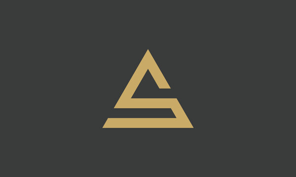 Simple AS lettering triangle geometric shape design SA littering icon initial letter Pyramid shape AS sign Symbol.