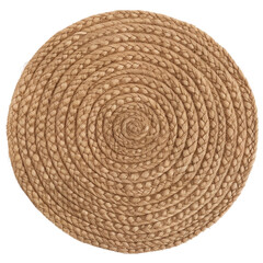 Fototapeta na wymiar Round Placemat in Natural Braided Jute, woven straw mat. generative ai