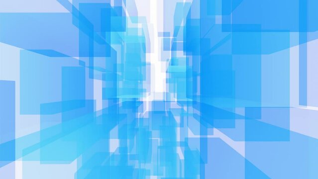 Blue transparent cube particles loop animation technology background