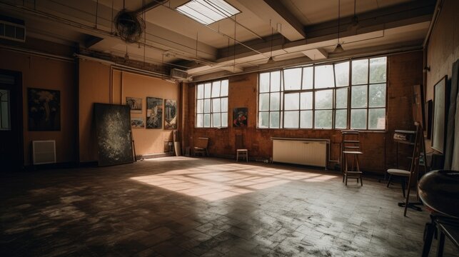 Studio - A room or building used for artistic or creator. AI generated