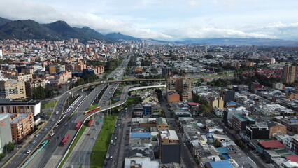 Fototapeta premium AERIAL IMAGES OF BOGOTA WITH DRONE AND ITS ROOFS
