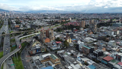 Fototapeta premium AERIAL IMAGES OF BOGOTA WITH DRONE AND ITS ROOFS