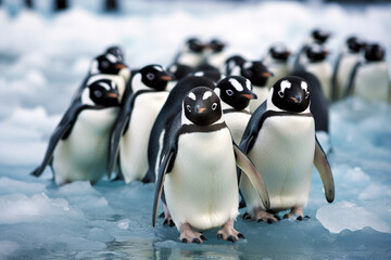 group of penguins made with generative ai